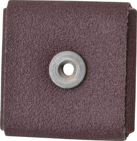 3M - 80 Grit, Medium Grade, Aluminum Oxide Square Pad - 2" Long x 2" Wide x 3/8" Thick, Cloth Backed, X Backing Weight, 12,000 Max RPM - Industrial Tool & Supply