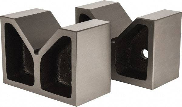 Value Collection - 4-1/2" Max Capacity, 90° Angle, Cast Iron V-Block - 8" Long x 4" Wide x 5-1/2" High, Sold as Matched Pair - Industrial Tool & Supply