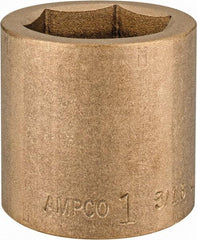 Ampco - 1-3/16", 1/2" Drive, Standard Hand Socket - 6 Points, 1-5/8" OAL, Aluminum Bronze - Industrial Tool & Supply