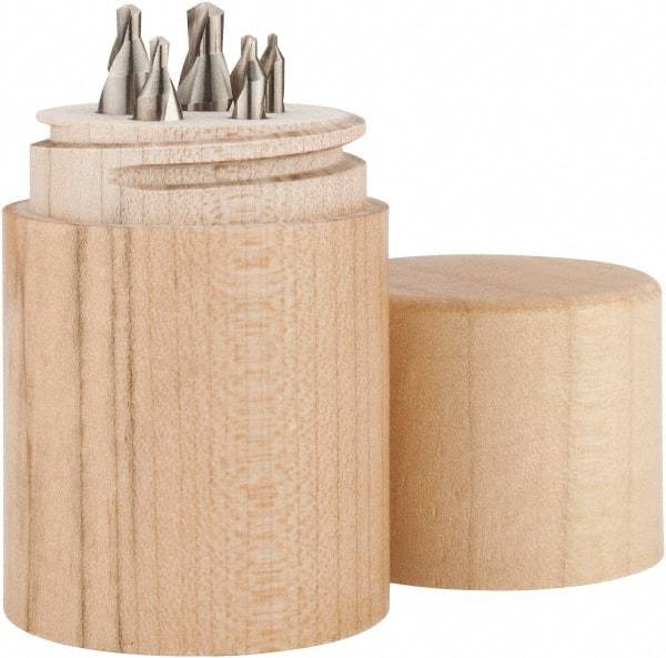 Keo - 5 Piece, #1 to 5, Plain Edge, High Speed Steel Combo Drill & Countersink Set - 60° Incl Angle, Double End - Industrial Tool & Supply