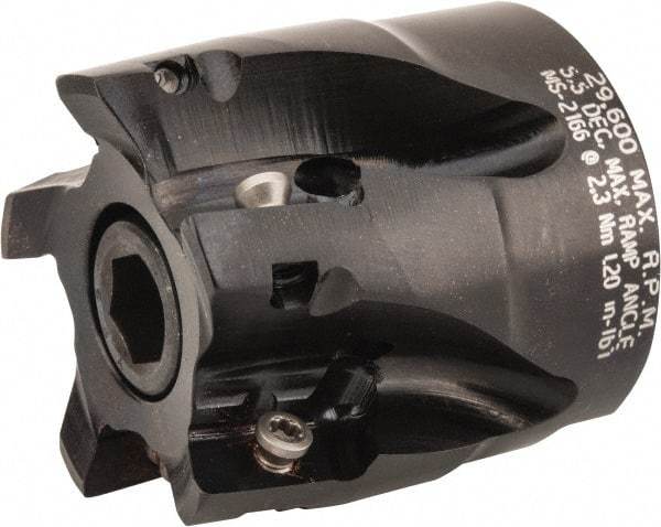 Kennametal - 5 Inserts, 1-1/2" Cut Diam, 3/4" Arbor Diam, 14.48mm Max Depth of Cut, Indexable Square-Shoulder Face Mill - 0/90° Lead Angle, 40mm High, EC14.., EP14.. Insert Compatibility, Through Coolant, Series Mill 1-14 - Industrial Tool & Supply