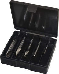 Interstate - 5 Piece, #1 to 5, Plain Edge, High Speed Steel Combo Drill & Countersink Set - 60° Incl Angle, Double End - Industrial Tool & Supply