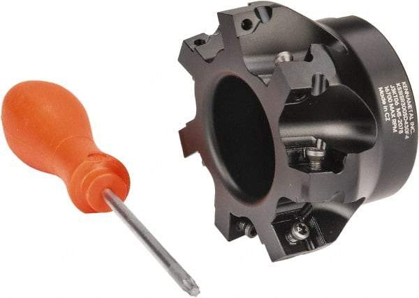Kennametal - 7 Inserts, 3" Cut Diam, 1" Arbor Diam, 0.361" Max Depth of Cut, Indexable Square-Shoulder Face Mill - 0/90° Lead Angle, 1-3/4" High, SD.T 43.. Insert Compatibility, Series KSSM - Industrial Tool & Supply