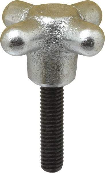 Strong Hand Tools - 2" Head Diam, 4 Point Spoked Knob - 3/8-16 Stem, Cast Iron - Industrial Tool & Supply