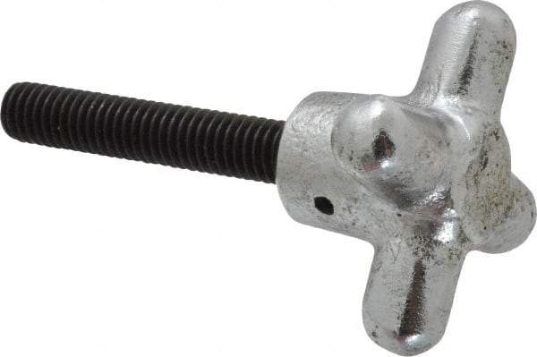Strong Hand Tools - 2" Head Diam, 4 Point Spoked Knob - 3/8-16 Stem, Cast Iron - Industrial Tool & Supply