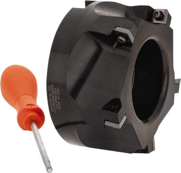 Kennametal - 5 Inserts, 4" Cut Diam, 1-1/2" Arbor Diam, 0.361" Max Depth of Cut, Indexable Square-Shoulder Face Mill - 0/90° Lead Angle, 2" High, SD.T 43.. Insert Compatibility, Series KSSM - Industrial Tool & Supply