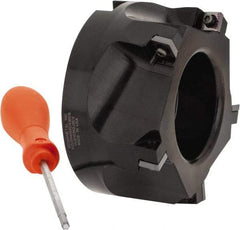 Kennametal - 5 Inserts, 4" Cut Diam, 1-1/2" Arbor Diam, 0.361" Max Depth of Cut, Indexable Square-Shoulder Face Mill - 0/90° Lead Angle, 2" High, SD.T 43.. Insert Compatibility, Series KSSM - Industrial Tool & Supply