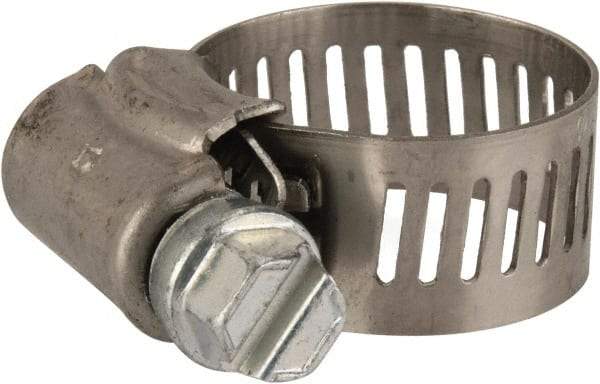 Parker - 0.38 to 0.87" Diam, Stainless Steel Worm Drive Clamp - Industrial Tool & Supply