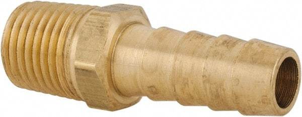 Parker - 1/4 NPT Thread Hose Barb x Male NPT Connector - 3/8" ID Hose x 0.415" OD Hose, Brass - Industrial Tool & Supply