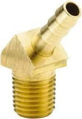 Parker - 1/8 NPTF Thread Hose Barb x Male NPT 45° Elbow - 1/4" ID Hose, Brass - Industrial Tool & Supply