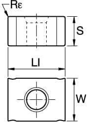 Kennametal - LNEU1235 GP Grade KC725M Carbide Milling Insert - TiN/TiCN/TiN Finish, 0.1378" Thick, 0.3mm Corner Radius - Industrial Tool & Supply
