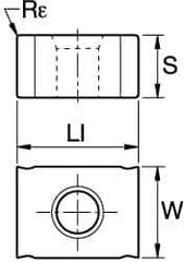 Kennametal - LNEU1250 Grade KC725M Carbide Milling Insert - TiN/TiCN/TiN Finish, 0.1969" Thick, 0.8mm Corner Radius - Industrial Tool & Supply