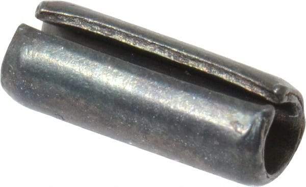 Value Collection - 3mm Diam x 8mm Long Slotted Spring Pin - Grade 1070-1080 Steel, Plain Finish - Industrial Tool & Supply