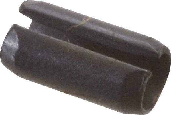 Value Collection - 4mm Diam x 8mm Long Slotted Spring Pin - Grade 1070-1080 Steel, Plain Finish - Industrial Tool & Supply