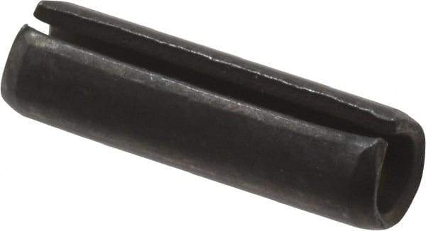 Value Collection - 4mm Diam x 14mm Long Slotted Spring Pin - Grade 1070-1080 Steel, Plain Finish - Industrial Tool & Supply