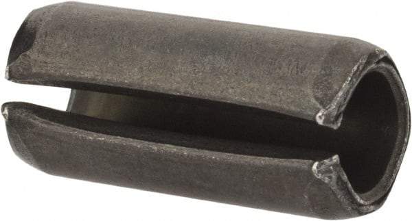 Value Collection - 8mm Diam x 18mm Long Slotted Spring Pin - Grade 1070-1080 Steel, Plain Finish - Industrial Tool & Supply