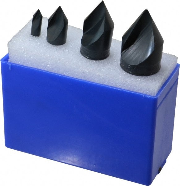 M.A. Ford - 4 Piece, 1/4 to 1" Head Diam, 60° Included Angle, Single End Countersink Set - Industrial Tool & Supply