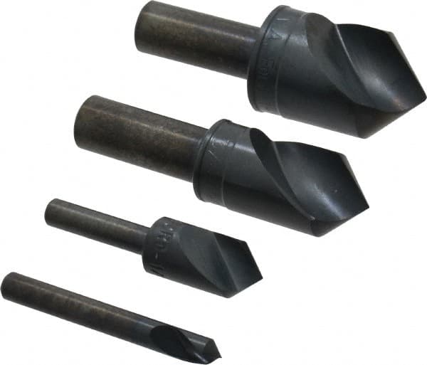 M.A. Ford - 4 Piece, 1/4 to 1" Head Diam, 90° Included Angle, Single End Countersink Set - Industrial Tool & Supply