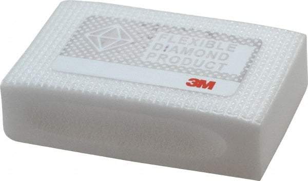 3M - Extra Fine Grade, 20 Grit, Diamond Hand Pad - White, 2-1/4" Wide x 3-3/4" Long, Coated - Industrial Tool & Supply