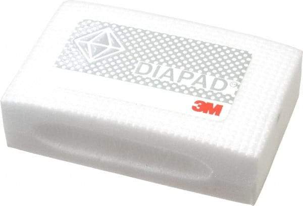 3M - Extra Fine Grade, 30 Grit, Diamond Hand Pad - White & Yellow, 2-1/4" Wide x 3-3/4" Long, Coated - Industrial Tool & Supply