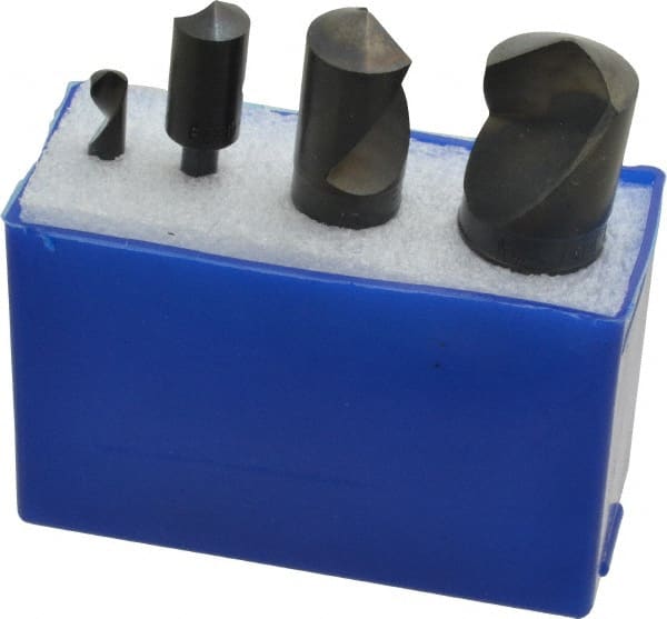 M.A. Ford - 4 Piece, 1/4 to 1" Head Diam, 120° Included Angle, Single End Countersink Set - Industrial Tool & Supply