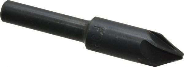 M.A. Ford - 3/8" Head Diam, 1/4" Shank Diam, 6 Flute 60° High Speed Steel Countersink - Bright Finish, 2" OAL, 0.09" Nose Diam, Single End, Straight Shank, Right Hand Cut - Industrial Tool & Supply