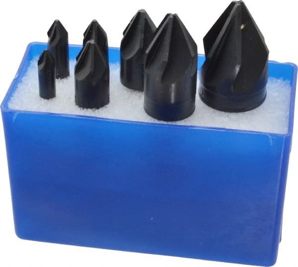 M.A. Ford - 7 Piece, 1/4 to 1" Head Diam, 60° Included Angle, Single End Countersink Set - Industrial Tool & Supply