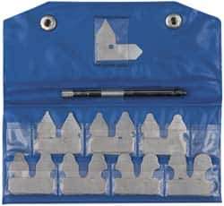 Value Collection - 15 Piece, 1/32 to 1/4 Inch Radius, Steel Radius Gage Set - Satin Chrome Coated - Industrial Tool & Supply