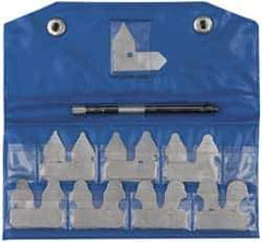 Value Collection - 15 Piece, 1/32 to 1/4 Inch Radius, Steel Radius Gage Set - Satin Chrome Coated - Industrial Tool & Supply