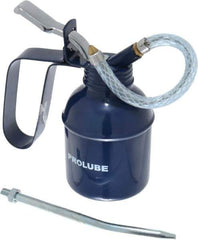 PRO-LUBE - 200 mL Capcity, 6" Long Flexible Spout, Lever-Type Oiler - Brass Pump, Steel Body, Powder Coated - Industrial Tool & Supply