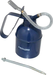 PRO-LUBE - 300 mL Capcity, 6" Long Flexible Spout, Lever-Type Oiler - Brass Pump, Steel Body, Powder Coated - Industrial Tool & Supply
