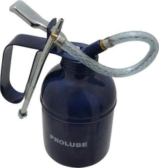 PRO-LUBE - 400 mL Capcity, 7" Long Flexible Spout, Lever-Type Oiler - Brass Pump, Steel Body, Powder Coated - Industrial Tool & Supply