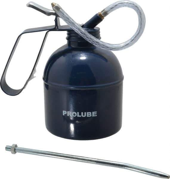 PRO-LUBE - 1,000 mL Capcity, 8" Long Flexible Spout, Lever-Type Oiler - Brass Pump, Steel Body, Powder Coated - Industrial Tool & Supply
