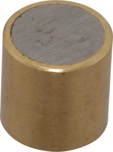 Mag-Mate - 3/8" Diam x 3/8" High, 0.1 Lb Average & 0.2 Lb Max Pull Force, Brass Alnico Shielded Magnet - 800°F Max Operating Temp, 0.032" Wall Thickness - Industrial Tool & Supply