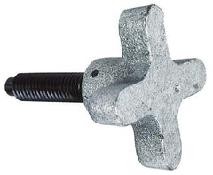Morton Machine Works - M12x1.75 Lobed Shoulder Dog Point Tip Grade C-12L14 Steel Thumb Screw - 101.5mm OAL, 63.5mm Head Diam x 38mm Head Height, Black Oxide Finish - Industrial Tool & Supply