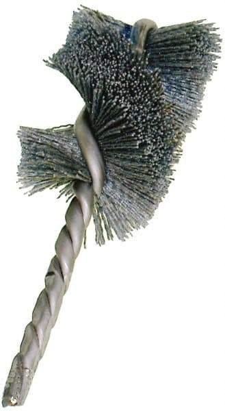 Osborn - 2-1/4" Diam Helical Nylon Tube Brush - Single Spiral, 3" Brush Length, 6" OAL, 1/2" Diam Shank - Industrial Tool & Supply