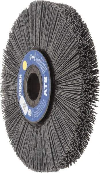 Osborn - 8" OD, 1-1/4" Arbor Hole, Crimped Nylon Wheel Brush - 1" Face Width, 2-1/4" Trim Length, 0.04" Filament Diam, 3,600 RPM - Industrial Tool & Supply