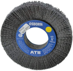 Osborn - 6" OD, 2" Arbor Hole, Crimped Nylon Wheel Brush - 1" Face Width, 1-1/4" Trim Length, 0.028" Filament Diam, 3,600 RPM - Industrial Tool & Supply