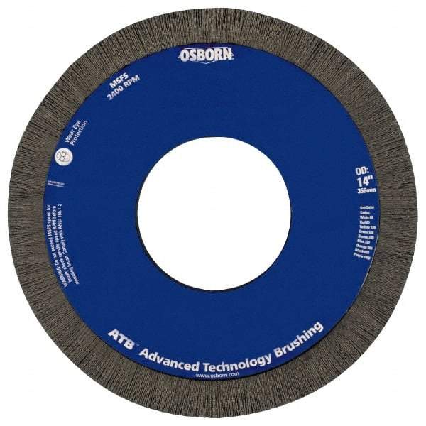 Osborn - 12" OD, 5-1/4" Arbor Hole, Crimped Nylon Wheel Brush - 1" Face Width, 1-1/4" Trim Length, 0.022" Filament Diam, 1,800 RPM - Industrial Tool & Supply