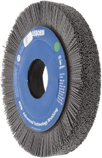 Osborn - 8" OD, 2" Arbor Hole, Crimped Nylon Wheel Brush - 1" Face Width, 1-1/4" Trim Length, 0.035" Filament Diam, 3,600 RPM - Industrial Tool & Supply