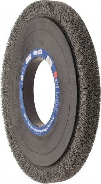 Osborn - 14" OD, 5-1/4" Arbor Hole, Crimped Nylon Wheel Brush - 1" Face Width, 1-1/4" Trim Length, 0.04" Filament Diam, 1,800 RPM - Industrial Tool & Supply