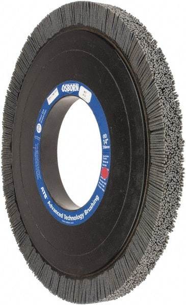 Osborn - 14" OD, 5-1/4" Arbor Hole, Crimped Nylon Wheel Brush - 1" Face Width, 1-1/4" Trim Length, 1,800 RPM - Industrial Tool & Supply