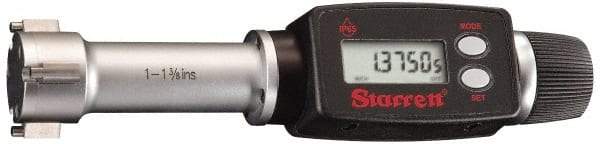 Starrett - 0.16" to 0.2", IP65, Carbide Face Electronic Inside Micrometer - 0.00005" Resolution, 0.00015" Accuracy, 3/4" Gage Depth - Industrial Tool & Supply