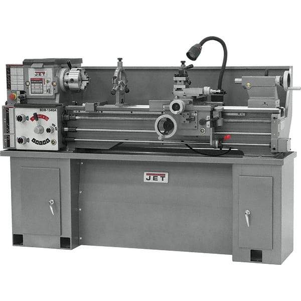 Jet - 13" Swing, 120" Between Centers, 230 Volt, Single Phase Bench Lathe - 5MT Taper, 2 hp, 70 to 1,600 RPM, 1-3/8" Bore Diam - Industrial Tool & Supply