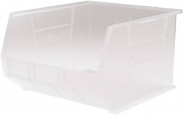 Akro-Mils - 75 Lb. Load Capacity, 18" Deep, Clear Polymer Hopper Stacking Bin - 11" High x 16-1/2" Wide x 18" Long - Industrial Tool & Supply