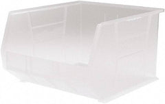 Akro-Mils - 75 Lb. Load Capacity, 18" Deep, Clear Polymer Hopper Stacking Bin - 11" High x 16-1/2" Wide x 18" Long - Industrial Tool & Supply