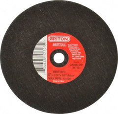 Made in USA - 4" 60 Grit Aluminum Oxide Cutoff Wheel - 1/16" Thick, 3/8" Arbor, 19,000 Max RPM, Use with Die Grinders - Industrial Tool & Supply