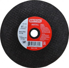 Value Collection - 6" 60 Grit Aluminum Oxide Cutoff Wheel - 1/32" Thick, 5/8" Arbor, 10,186 Max RPM, Use with Circular Saws - Industrial Tool & Supply