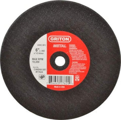 Made in USA - 6" 60 Grit Aluminum Oxide Cutoff Wheel - 0.06" Thick, 1/2" Arbor, 10,186 Max RPM, Use with Circular Saws - Industrial Tool & Supply
