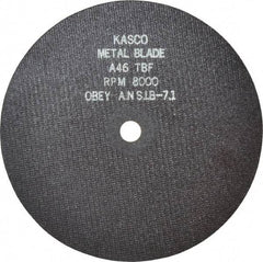 Made in USA - 8" 46 Grit Aluminum Oxide Cutoff Wheel - 1/16" Thick, 5/8" Arbor, 8,000 Max RPM, Use with Stationary Tools - Industrial Tool & Supply